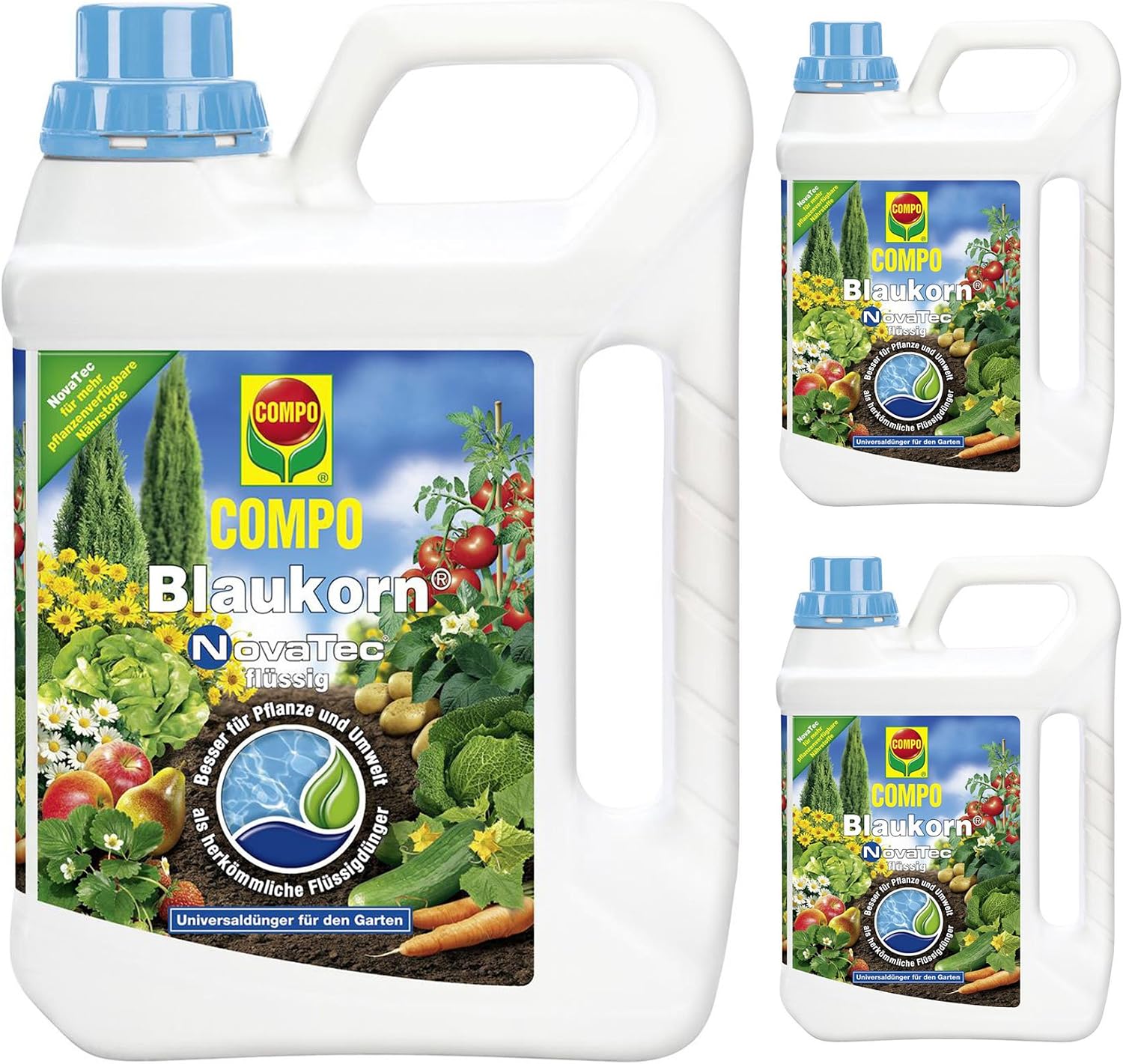 3 x 2, 5 litros Compo Azul grano Novatec líquido universal abono ...