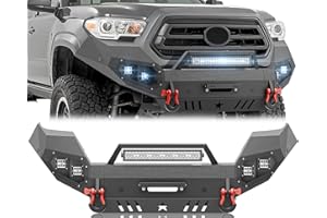 YZONA for Tacoma Front Bumper Compatible with 2016 2017 2018 2019 2020 2021 2022 2023 Toyota Tacoma 3rd Gen Bumper with Skid Plate, Winch Plate, License Plate Frame, LED Lights, Sensor Holes, D-rings
