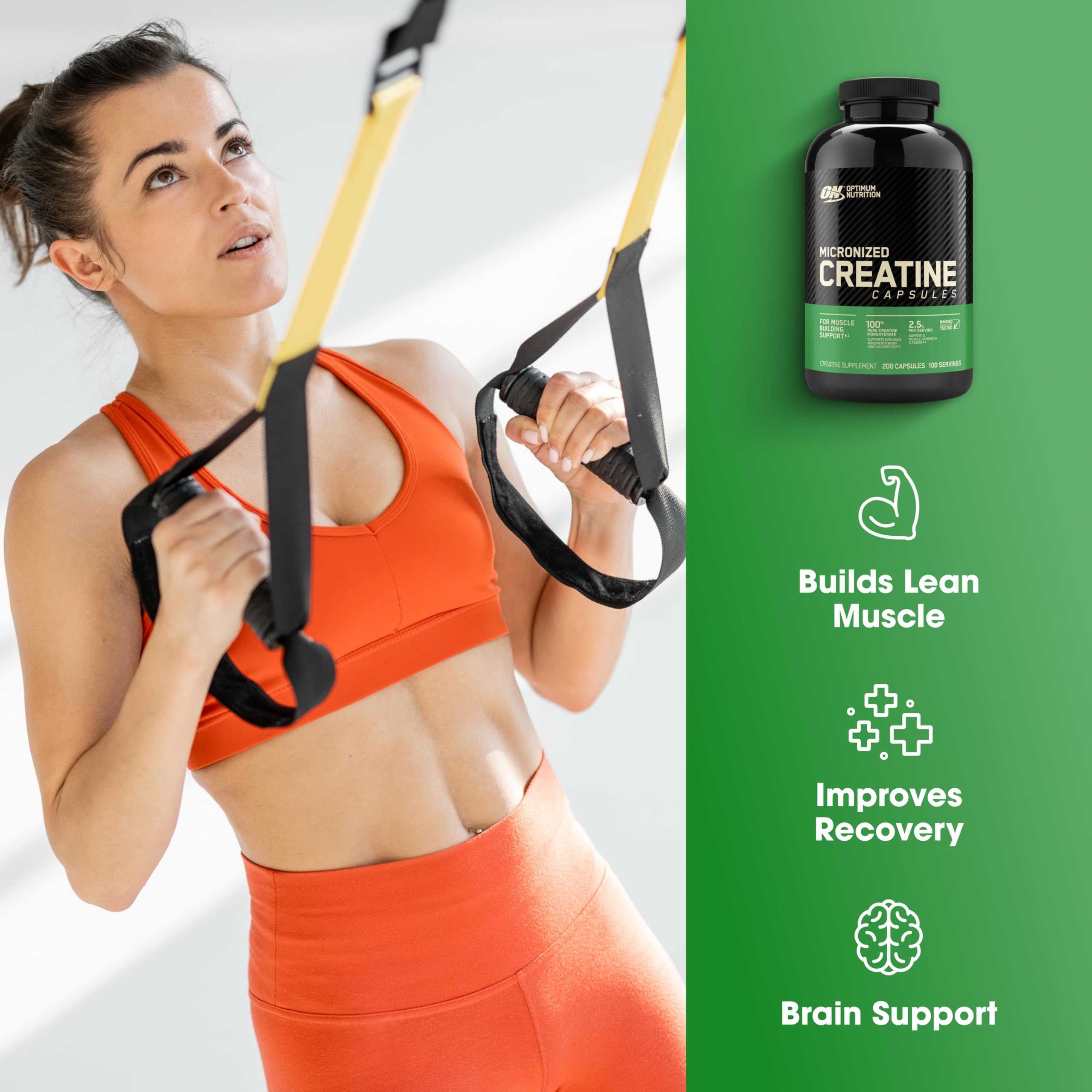 Optimum Nutrition Micronized Creatine Monohydrate Capsules, Keto Friendly, 2500mg, 200 Capsules (Packaging May Vary)