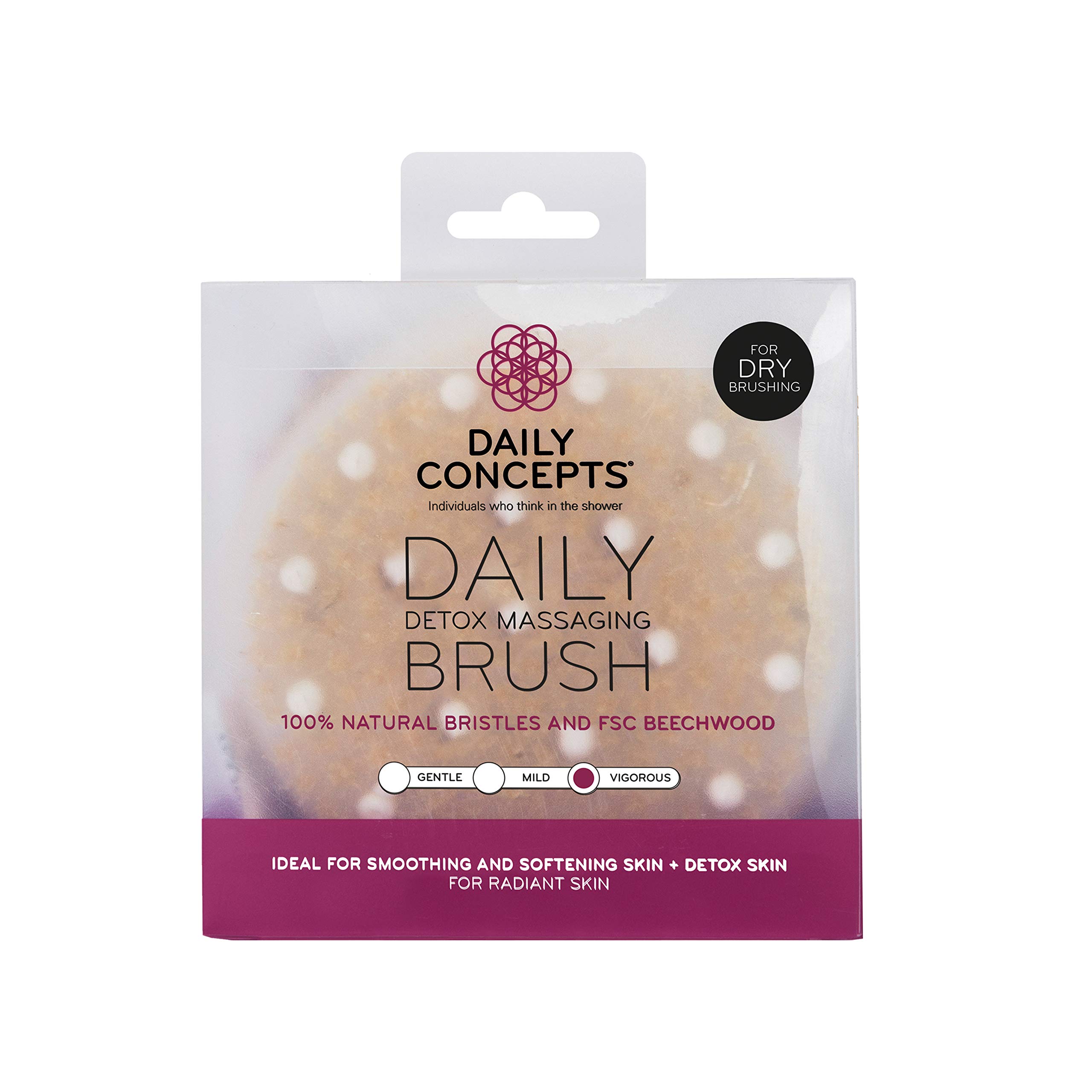 Daily Concepts Daily Detox Massage Brush to Help Skin Prep and helps Stimulate Pores and Detoxifies Skin, Safe and Gentle for All Skin Types 141g
