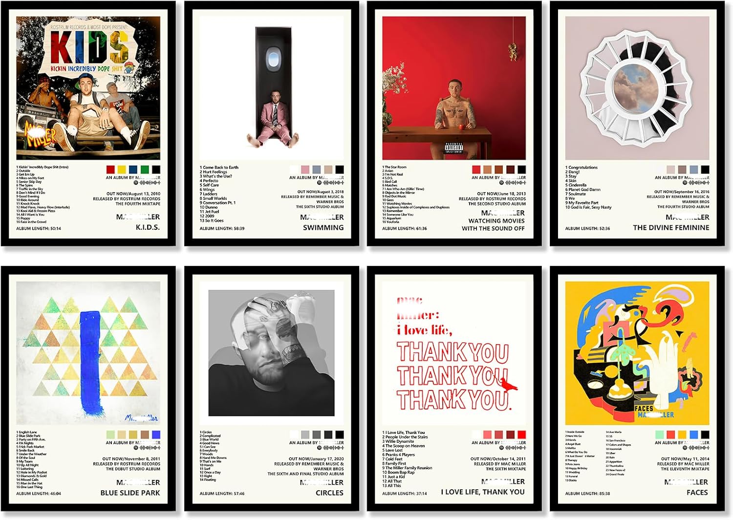 Wall Décor - JayPerArt Ma c Miller Poster (8 Pcs 16.5 * 11.5 inch) Album Cover Music Posters for Room Aesthetic, Wall Art for Room Decor Merch Stuff Prints HD Posters for Fans Unframed