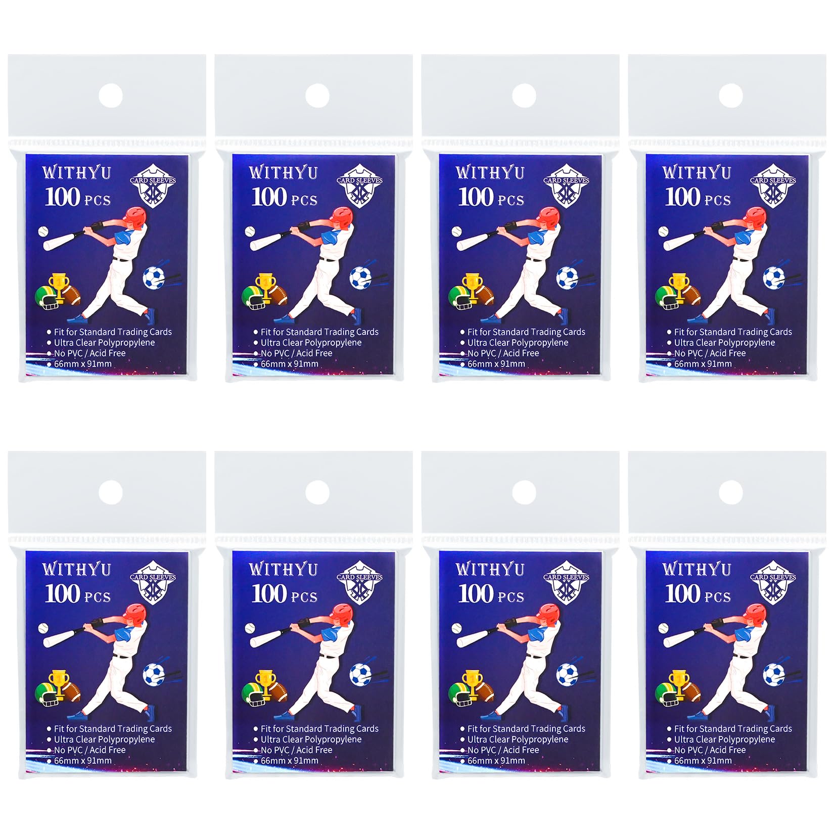 800 Pcs Soft Trading Card Sleeves, Top Loading Penny Card Sleeves for Standard Cards 2.5" X 3.5"，Ultra-Clear Card Protector for Game Cards, Football,Sports Cards,Mini Photos