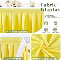 Partisky Yellow Polyester Table Skirt for Rectangle