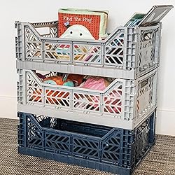 AYKASA Collapsible Storage Bins, Plastic Crate for