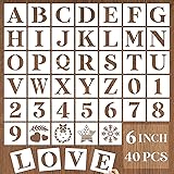 YEAJON 6 Inch Letter Stencils and Numbers, 40 Pcs