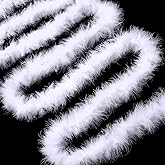 Cindeer Christmas White Feather Boas Marabou Feather Boa Natural Feathers Garland Fur Boas for DIY Crafts Fine Fluffy Boa for Christmas Xmas Party Decoration(8.7 Yard,White)