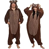 Funziez! Sherpa Bear Adult Onesie - Animal Halloween Costume - Plush Teddy One Piece Cosplay Suit for Adults, Women and Men