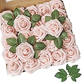 Artificial Flower Cheek Red 25 pcs Real Looking Fake Roses Fake Flower with Stems for DIY Wedding Bouquets Shower Centerpieces Arrangements Party Tables Decorations