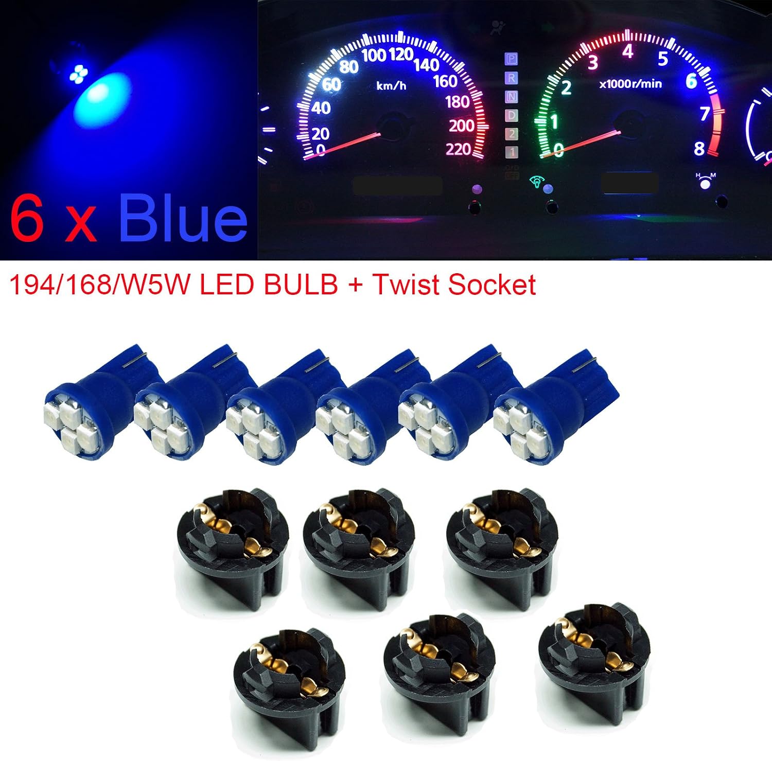 10-Pack T5 SMD LED Dashboard Bulbs - Car Instrument Gauge & Indicator Lights