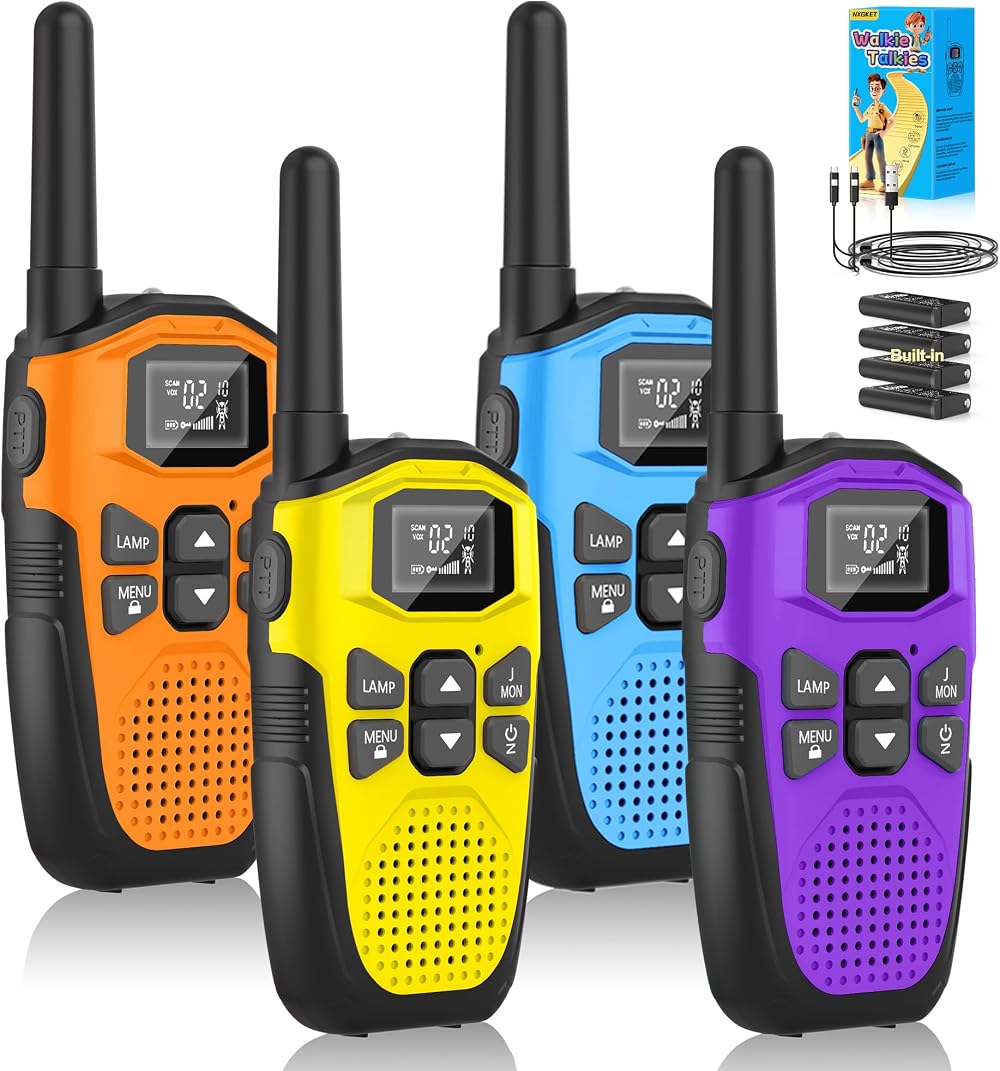 NXGKET Walkie Talkies 4 Pack Long Range 16 Channels Type-C Rechargeable