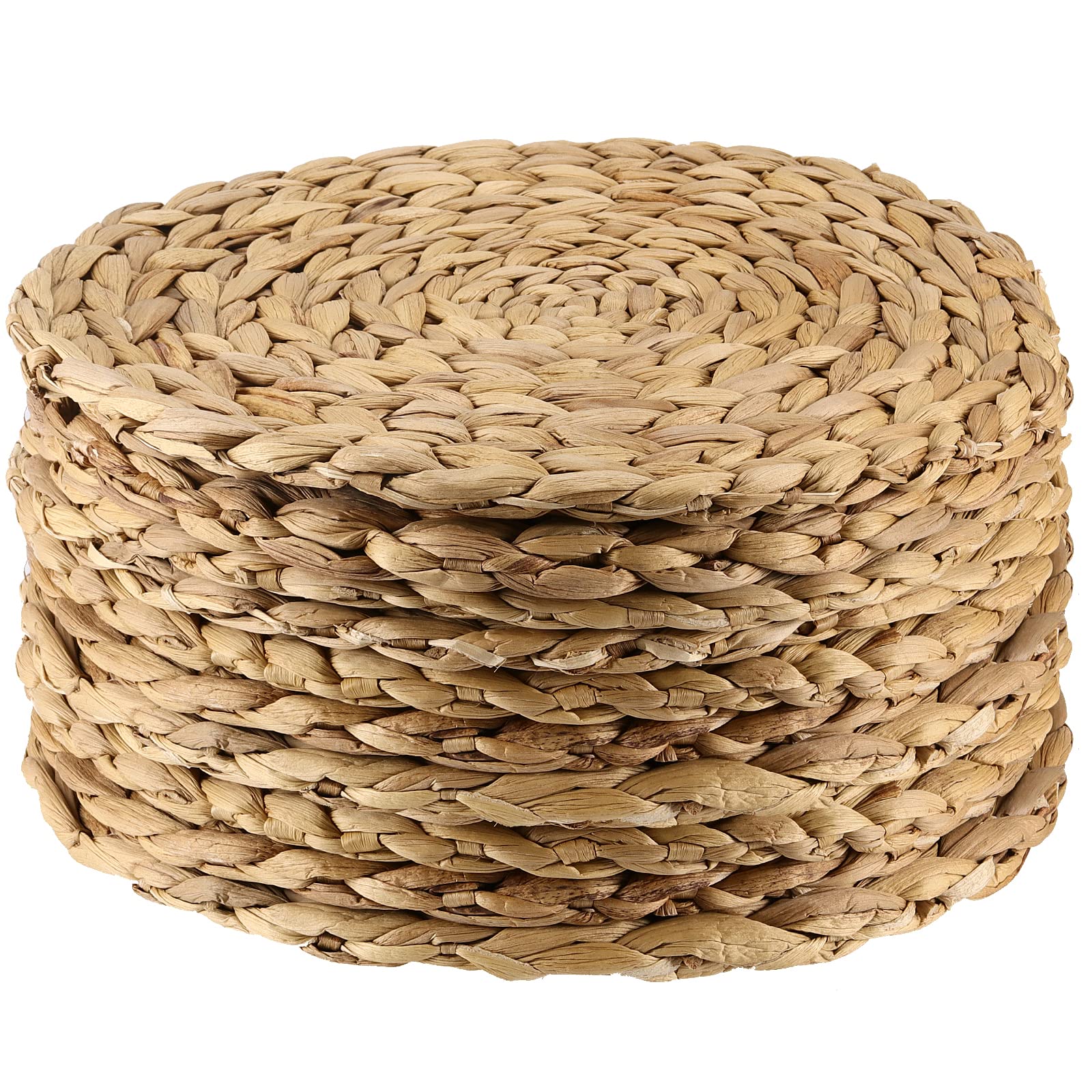 MANCHAP 10 Pack 30cm Water Hyacinth Woven Placemats, 12 Inch Round Natural Placemats, Large Handmade Wicker Table Mats for Table Top, Dining