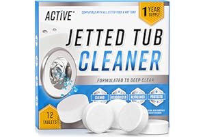 Jetted Tub Cleaner Bathtub Tabs - 12 ACTIVE Cleaning Tablets, Compatible with Whirlpool & Spa Bath System, Jets, Whirl Tubs, 