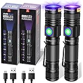 DARKBEAM UV Flashlight 365nm & 395nm Blacklight Rechargeable USB, Wood’s Lamp Ultraviolet Black Light LED Portable with Clip 