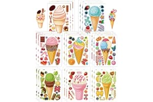 24 Sheets Make Your Own Ice Cream Stickers Make A Face Stickers for Kids Toddlers with DIY Craft Sticker Kids Party Favor Sup