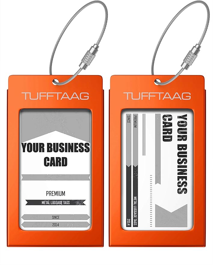 Luggage Tags Business Card Holder TUFFTAAG Travel ID Bag Tag in Many Color Options