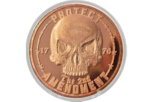 HEAVENLY METALS Protect The 2nd Amendment Skull Design 1 oz .999 Pure Copper Round Challenge Coin in Capsule