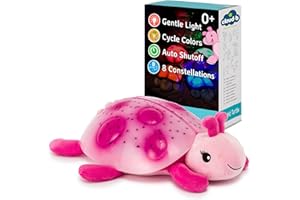 Cloud b Calming Nightlight Star Projector | Gentle Brightness | 3 Colors | 7 Constellations | Auto-Shutoff | Twilight Ladybug Pink