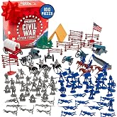 Civil War Army Men Toy Soldier Action Figure Playset-100pcs Including Confederate &amp; Union Soldiers, Cannons, Wagons, Rideable Horses, Terrain Accessories- Great Gift Set for Kids &amp; Collectors