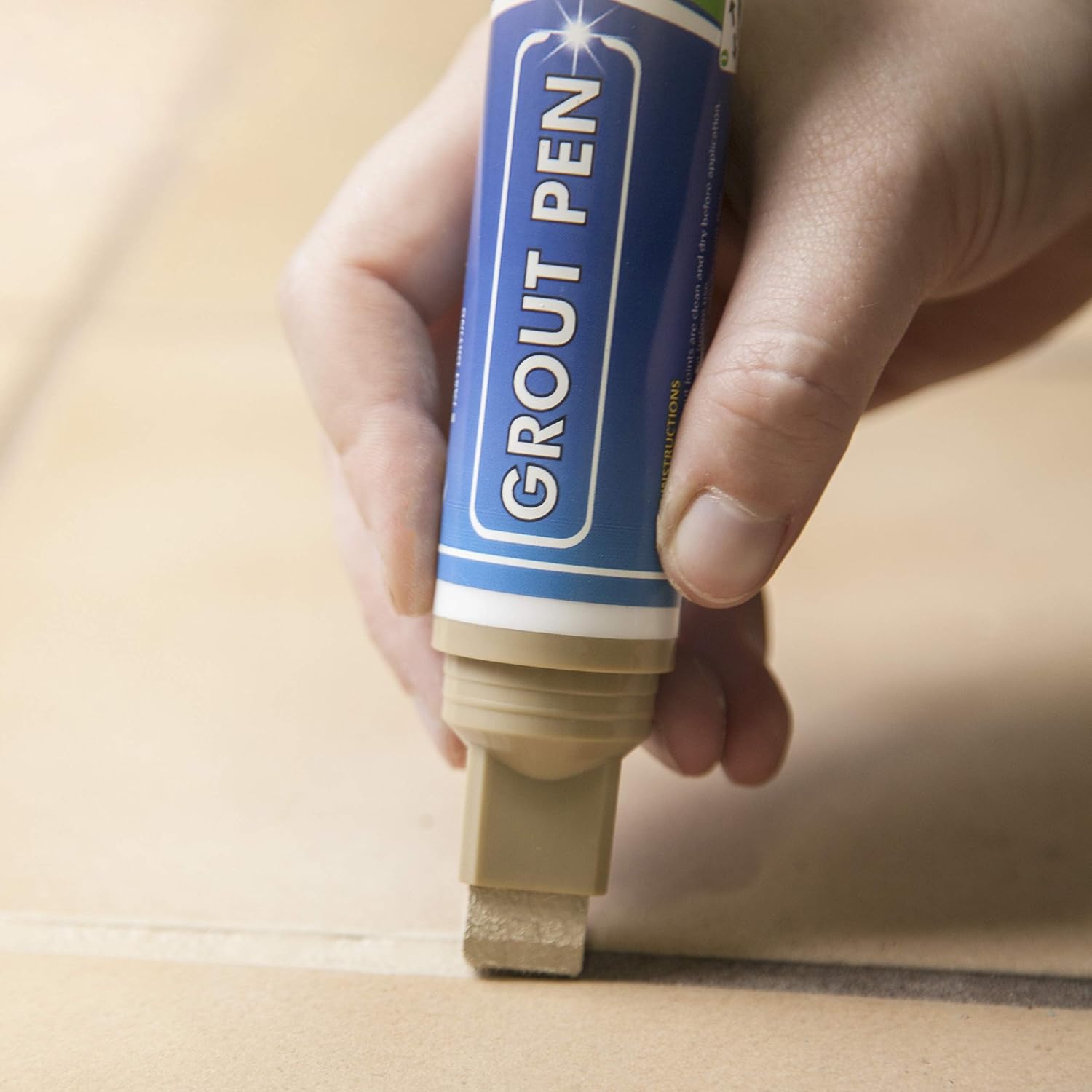 Grout Pen Beige Tile Paint Marker: Waterproof Tile Grout Colorant and Sealer Pen - Beige, Wide 15mm Tip - - 