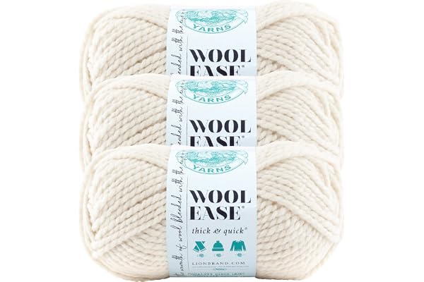 Lion Brand Yarn Wool-Ease Thick & Quick Yarn, Soft and Bulky Yarn for Knitting, Crocheting, and Crafting, 3 Pack, Fisherman | Super Bulky Wool Acrylic Blend Fiber for Soft Hats, Sweaters, Chunky Blankets, Yarn for Crochet, Knitting, Crafts, Weaving