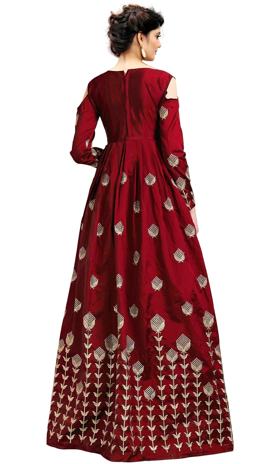 siddeshwary fab women's taffeta silk anarkali gown (free size_semi stitched)
