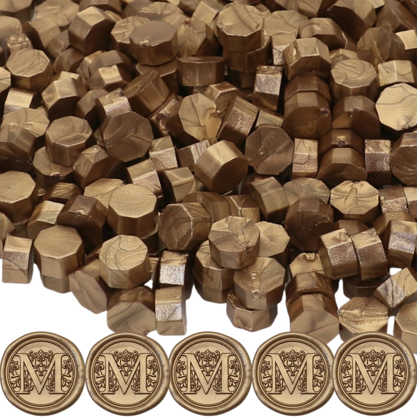 Antique Gold Wax Seal Beads 600pcs, Atopbb Metallic Sealing Wax Beads for WaxSeal Stamp, Affordable WaxPellets Refill Pack for WaxSeal Kit, Wedding Invitation, Envelope Seal, Crafts (Antique Gold)