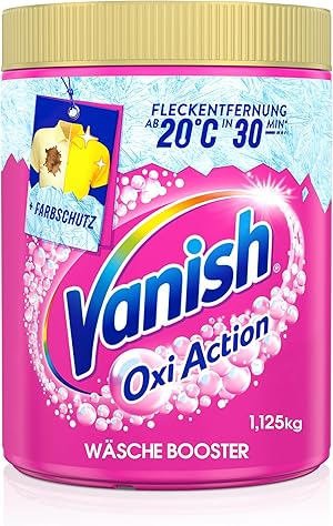 Vanish Oxi Action Pulver Pink – 1 x 1,125 kg – Fleckenentferner und Wäsche-Booster Pulver ohne Chlor – Für bunte Wäsche