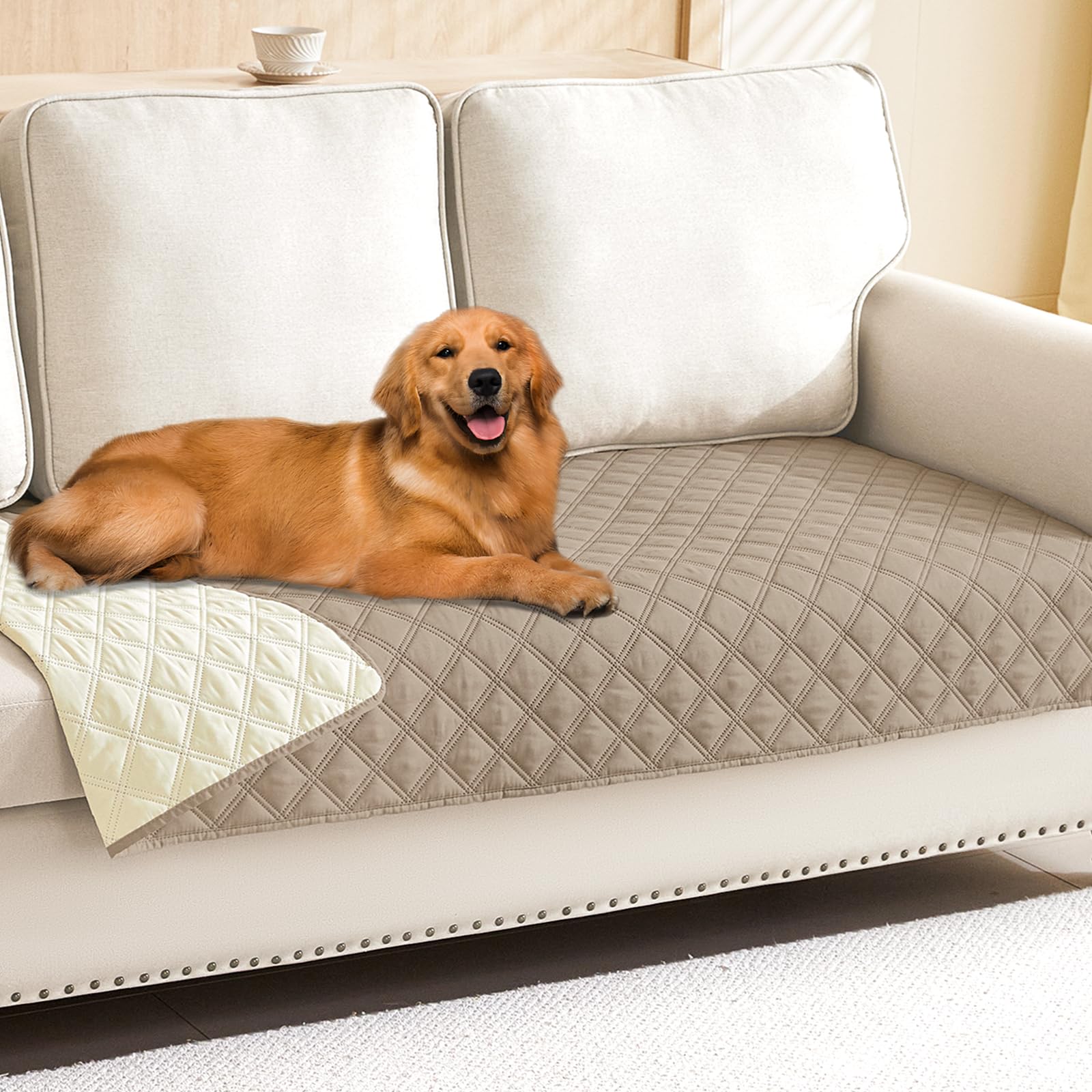 Photo 1 of Smiry Waterproof Dog Blanket, Reversible Dog Bed Cover Pet Blanket, Soft Pet Couch Covers for Sofa Washable, Bed Couch Sofa Furniture Protector for Puppy Cat Kids (30"x70", Taupe/Beige)