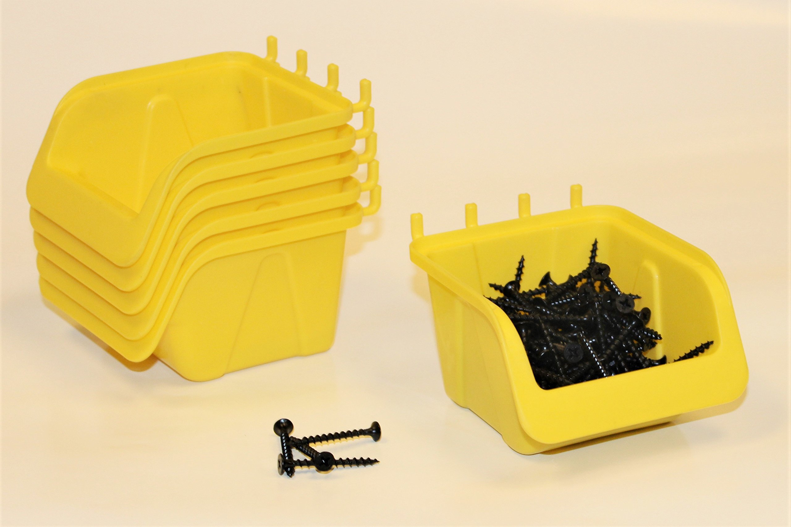 WallPeg Tool Board Accessories Plastic Pegboard Bins Yellow Pegboard