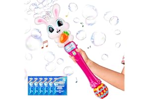 Sloosh Easter Bunny Bubble Wand for Kids Ages3+, Light Up Automatic Bubble Maker with LED & Sound Effect for Toddler, Birthday Party Gifts, Outdoor, Easter Basket Stuffers