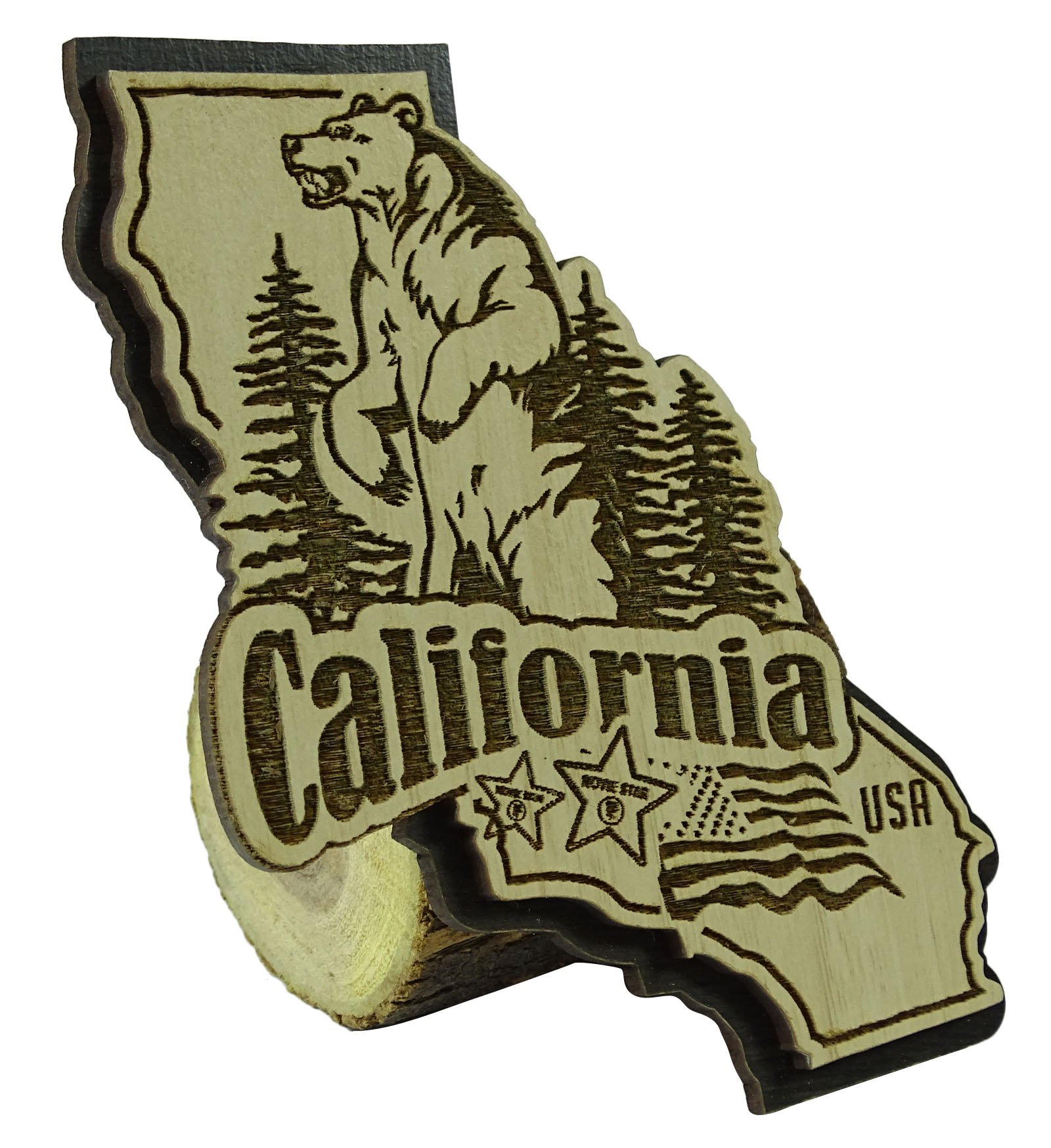 Printtoo USA California State Map Wooden Magnet Souvenir Fridge Magnet Gift