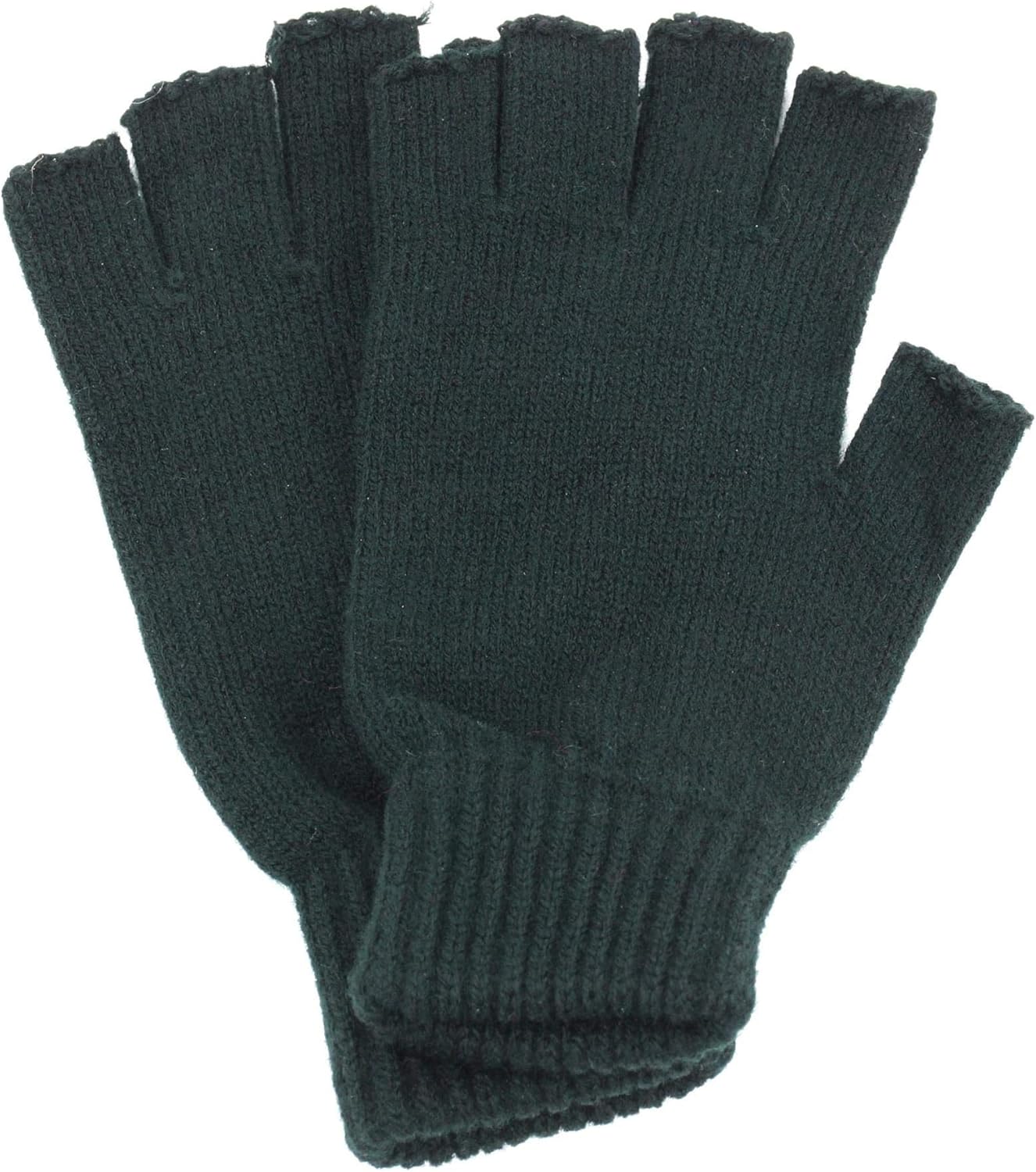 Mens Fingerless Gloves Plain Knit Ribbed Fitted Cuffs Black Amazon