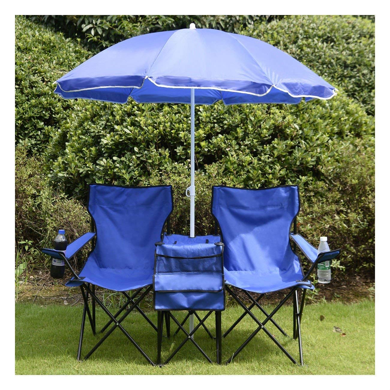 Foldable Picnic Beach Camping Double Chair Umbrella Table Cooler Fishing Fold Up