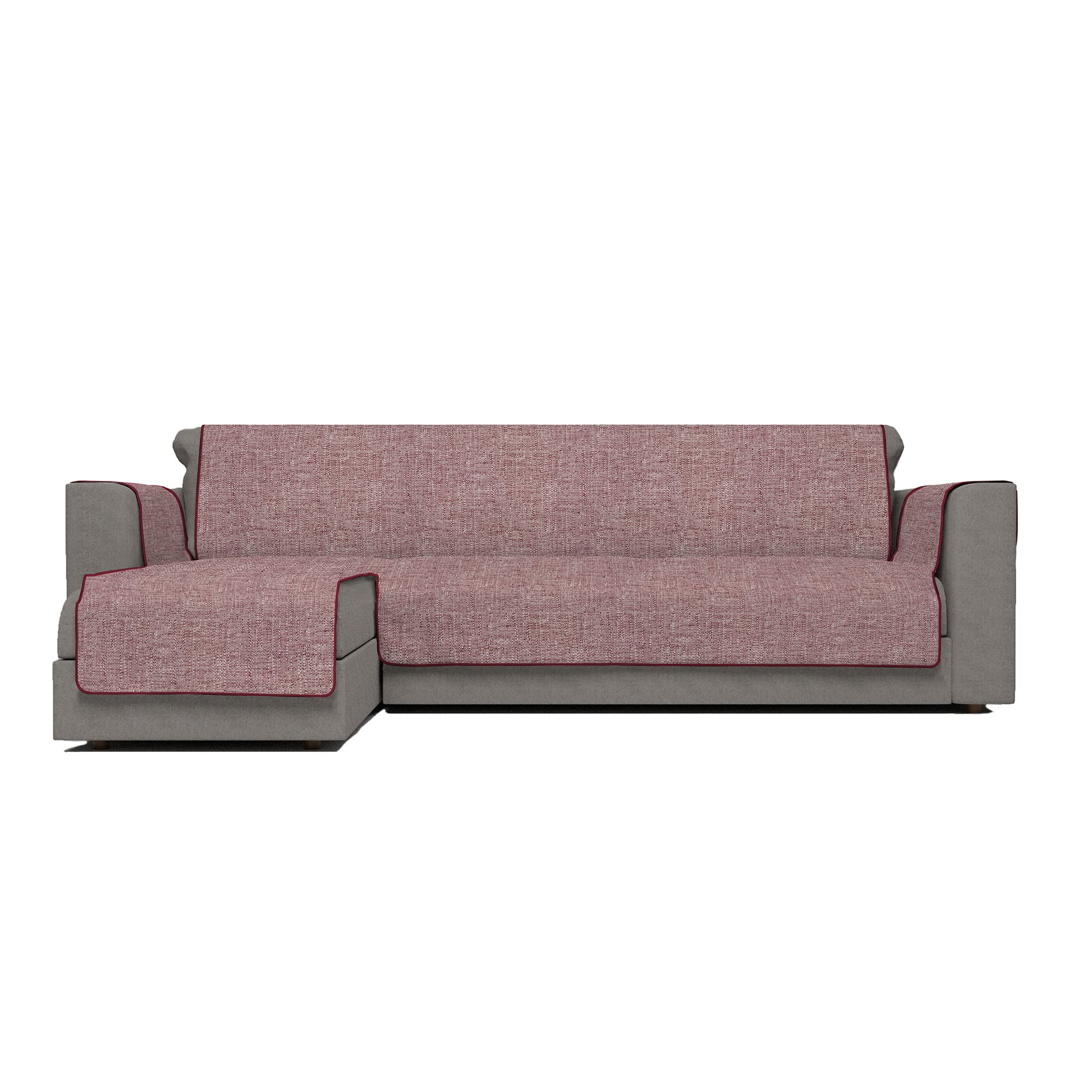Italian Bed Linen Comfort anti-slip sofa cover with chaiselongue,290cm, bordeaux, Polyester