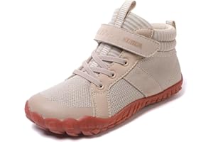 KUBUA Kids High Top Barefoot Shoes Boys Girls Minimalist Sneakers Lightweight Comfort Zero Drop Shoes Toddler Little Big Kid