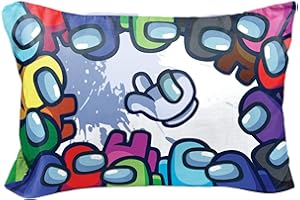 JAY FRANCO Among Us Space Splatter 1 Single Reversible Pillowcase - Double-Sided Kids Super Soft Bedding (Official Among Us Product)