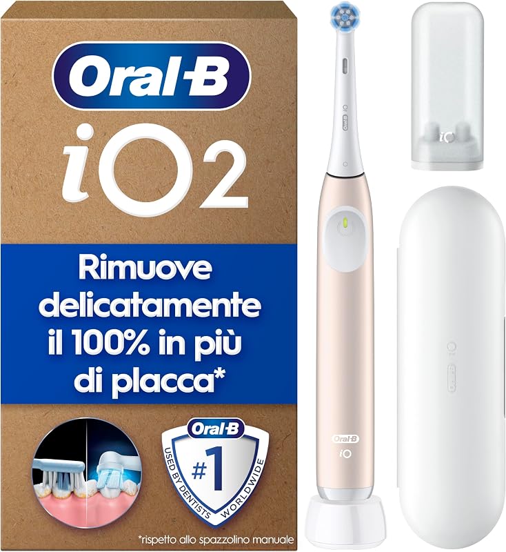 iO 2 Spazzolino Elettrico, 1 Testina di Ricambio, Custodia, Rosa