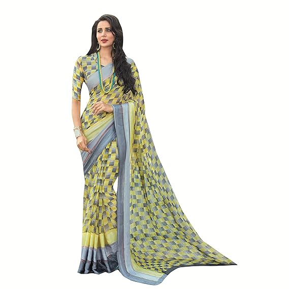 Womens Georgette Saree With Unstitched Blouse (SAARAHR8026SSSR002_Grey)