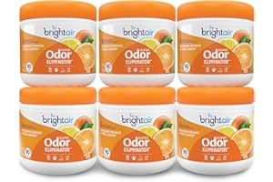Bright Air 14 oz. Super Odor Eliminator, For Medium-Size Spaces, Mandarin Orange and Fresh Lemon Scent, Case of 6, Air Freshener, Natural Essential Oils, Lasts Up to 90 Days Each