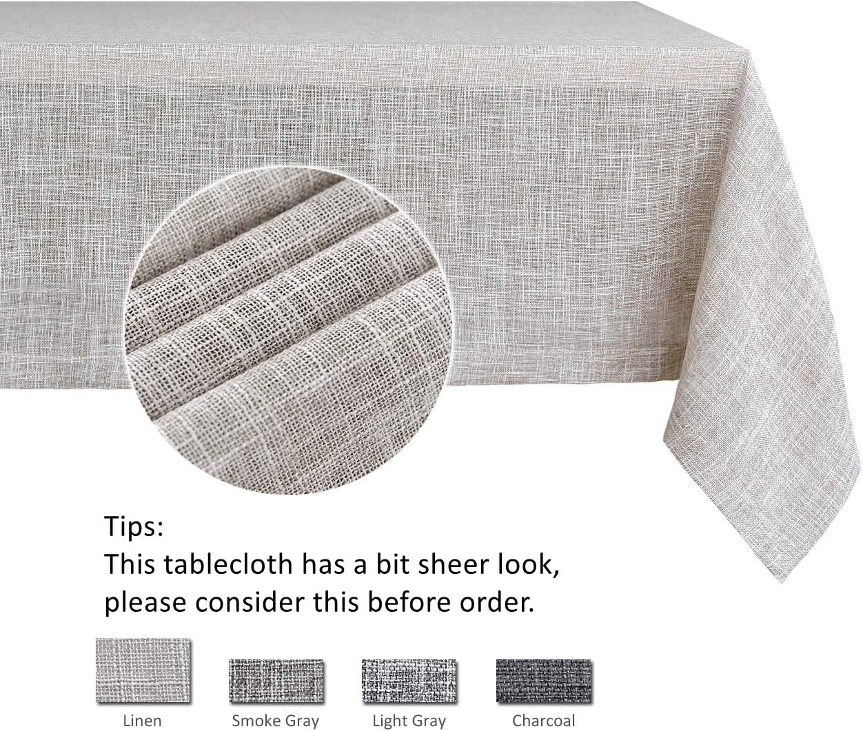 maxmill Flaxy Faux Linen Table Cloth with 2-Tone Slubby Texture Wrinkle Resistant Anti-Shrink Soft Tablecloth for Kitchen Dining Tabletop for Buffet Banquet Rectangle 52 x 70 Inch Linen: Home & Kitchen