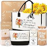 iAOVUEBY Thank You Gifts for Women, Employee Appreciation Gifts for Coworkers Teacher Nurse Boss Mom Farewell Retirement Thank You Gift Box, Canvas Tote Bag Tumbler Gratitude Gift Baskets