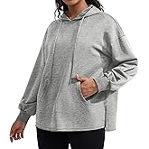 YIPINK Oversized Hoodies for Women Side Slit Athletic Sweatshirts Lightweight Tunic Pullover with Pocket Workout Gym