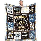 VXDRZGT 70th Blanket 60 x 50 inch, 70th Birthday Gifts for Men, Best Gifts for 70 Year Old Man, 70 Year Old Birthday Gifts for Men, 1956 Birthday Gifts for Dad, Mens 70 th Birthday Gift Ideas