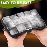 Sinnsally Silicone Ice Cube Trays 15-Row 3 Pack with Lids Large 1.4in view 2