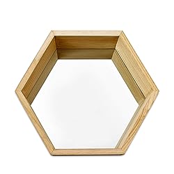 PARNOO Wall Mirror Set of 3 Hexagonal Wood Frame