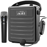 SHIDU 40W Voice Amplifier with Wireless Microphone, Portable PA System with Wireless Headset Mic & Speaker, 40W Loudly Bluetooth Portable Microphone and Speaker for Teacher, Meeting, Speech Events