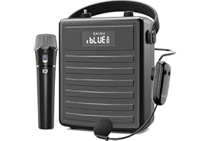 SHIDU 40W Voice Amplifier with Wireless Microphone, Portable PA System with Wireless Headset Mic & Speaker, 40W Loudly Bluetooth Portable Microphone and Speaker for Teacher, Meeting, Speech Events