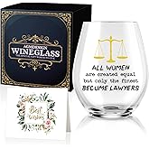 AGMDESIGN All Women Are Created Equal But Only the Finest Become Lawyers Funny Wine Glass with Gift Box, Law Graduation Gift for Women, Gifts for JD Lawyer Graduate