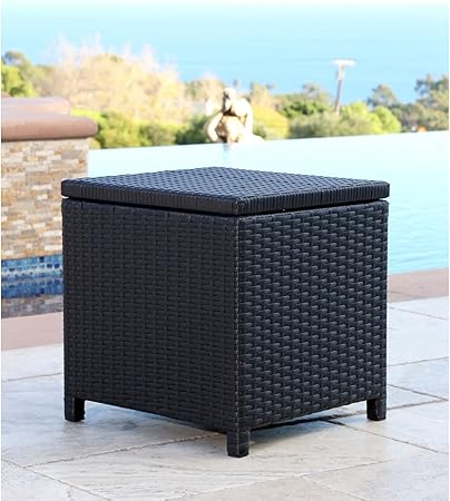 Amazon Com Abbyson Living Newport Outdoor Black Wicker Storage