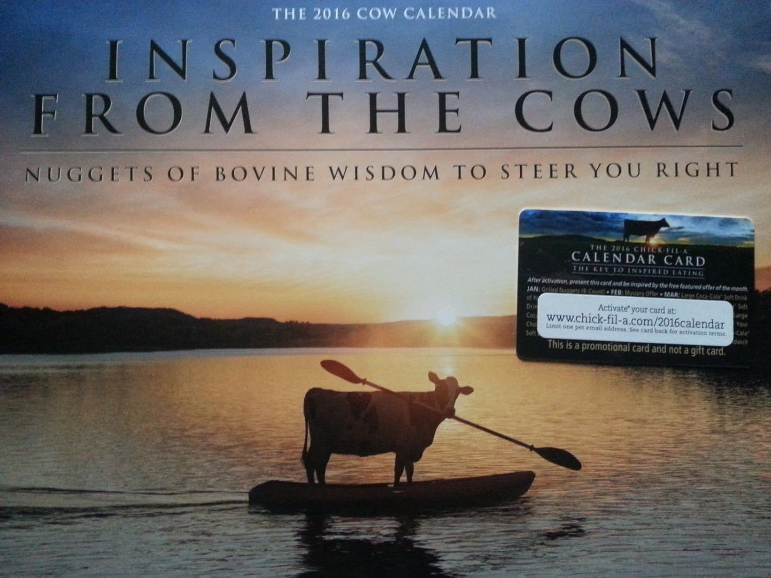 Chick Fil A 2016 Inspiration Cow Calendar W Card Amazon In Office Products Activate Chick-Fil-A Calendar Card